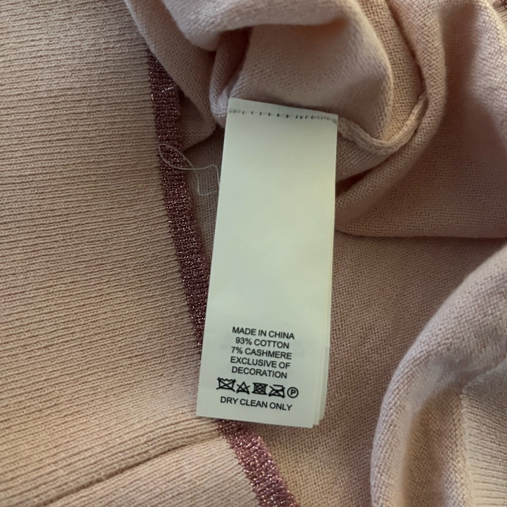 Kate Spade Cameo Pink Embroidered Floral Cotton/Cashmere Sweater, Size Small - Picture 10 of 11